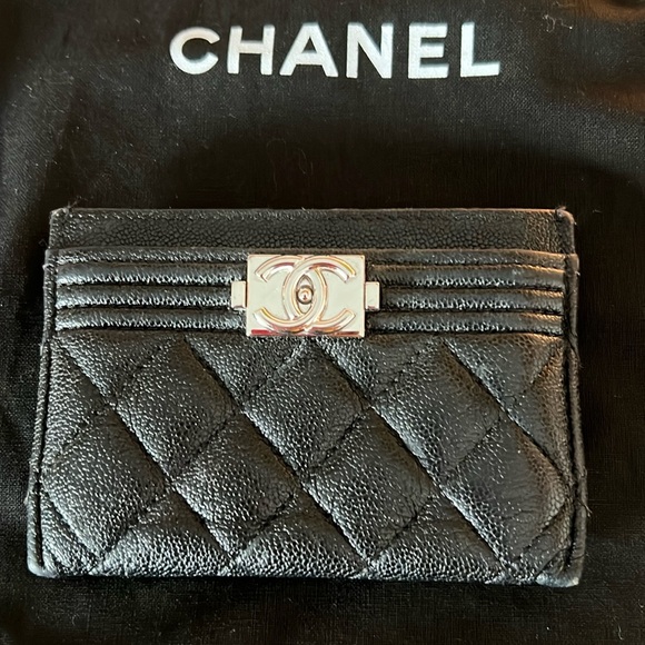 Chanel Black Quilted Caviar Boy Card Holder - Picture 1 of 11